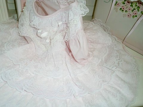 ピンクと白のシュガードレス ボンネット令嬢ベア